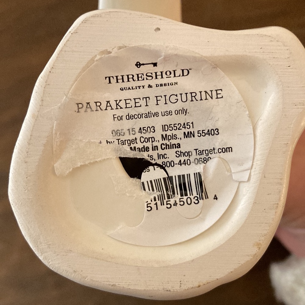Threshold parakeet white glazed ceramic figurine - Picture 5 of 6